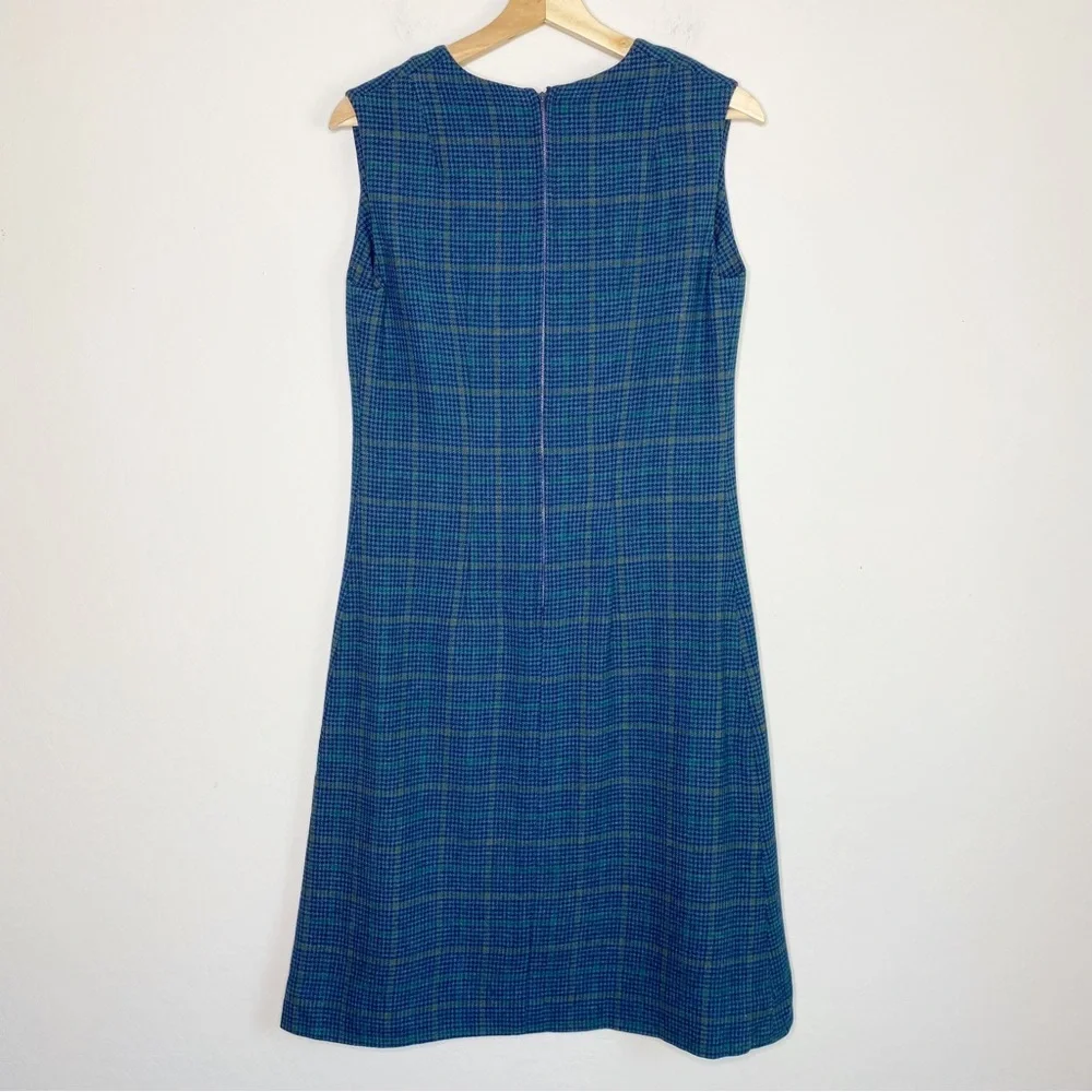 Pendleton Wool Plaid V-Neck Vintage Midi Dress Size L - Picture 2 of 12